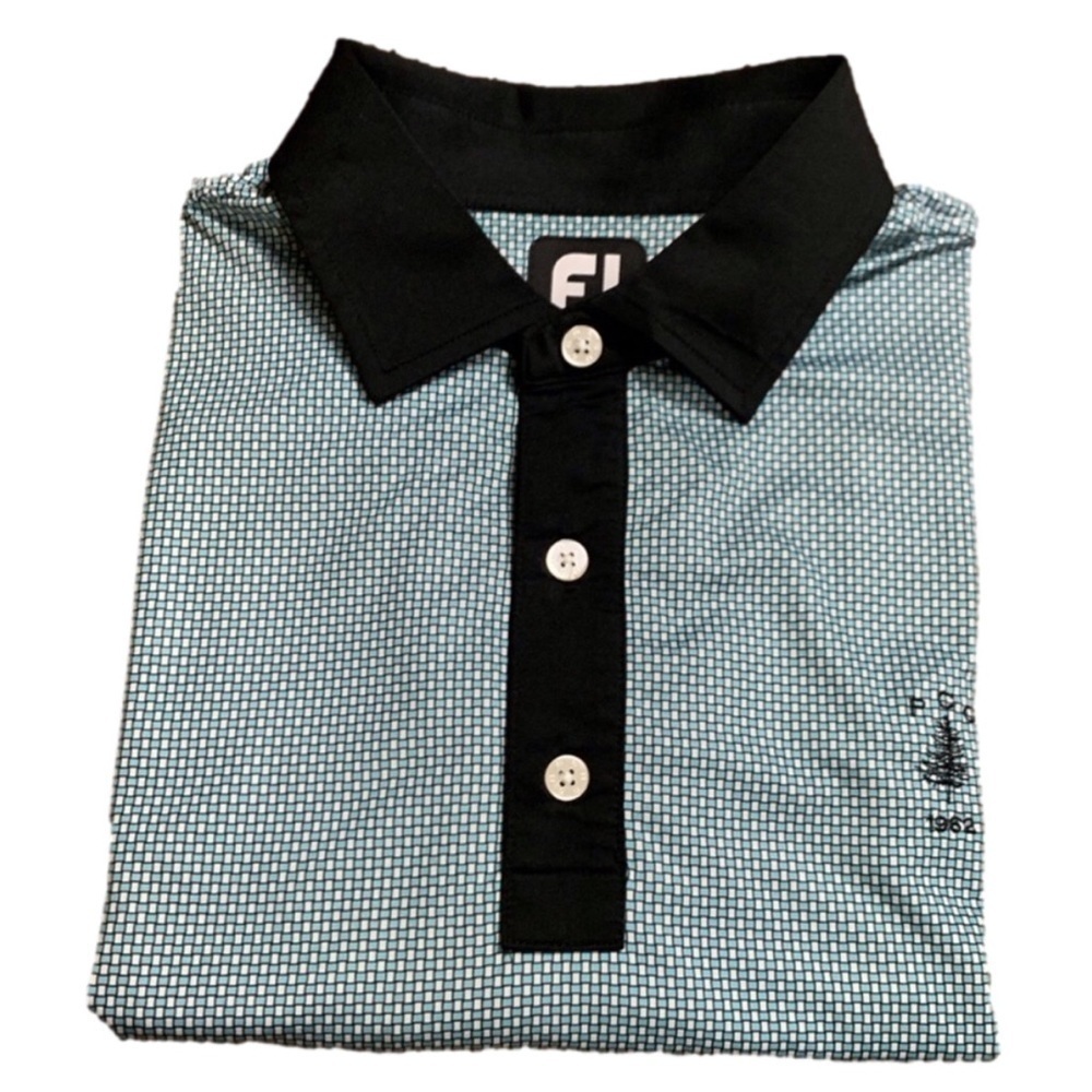 FootJoy geometric print self collar polo shirt Pinetree Country Club Size Large